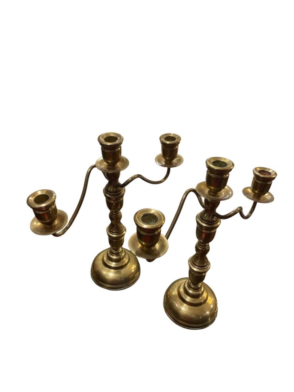Vintage Solid brass candleabra pair mid cent 17" candle holders SKU 10-261